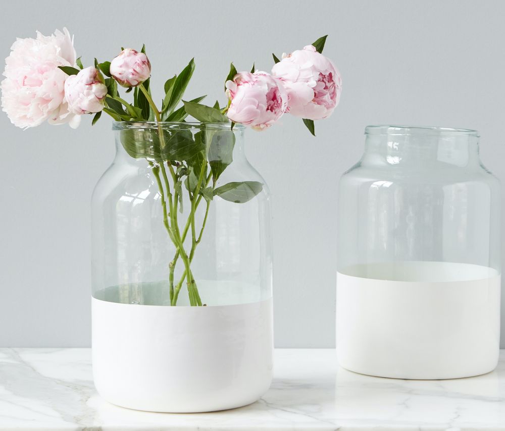 Vases - White Colorblock Mason Jar, Medium - ETÚHOME