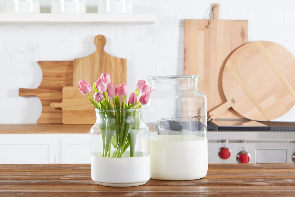 Vases - White Colorblock Mason Jar, Medium - ETÚHOME