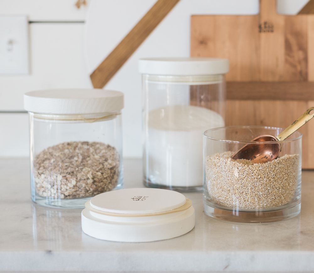 Boîtes de conservation - Boîte blanche avec dessus en bois moderne, taille moyenne - ETÚHOME