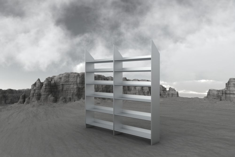 Bookshelves - Removable modular bookcase with “Aluminium” interlocking - LUNE DESIGN