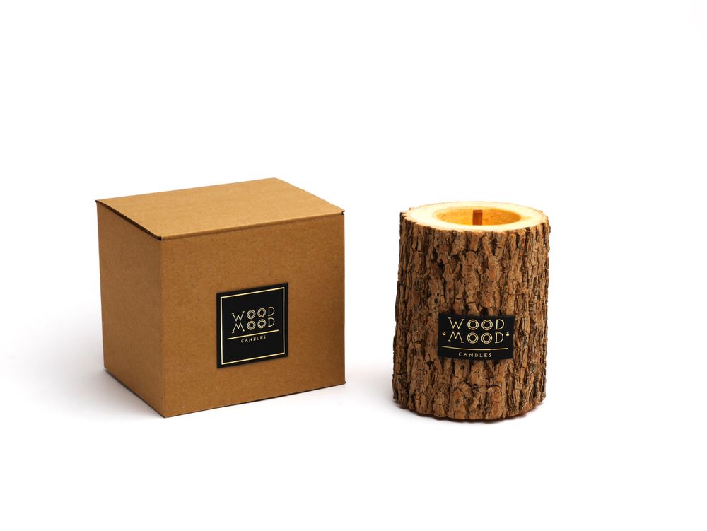 Gifts - ROCKY S | Unique candle made of wood, beeswax and natural oils | Perfect gifting size - WOOD MOOD