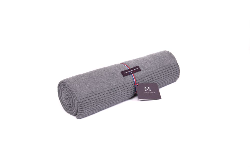 Throw blankets - Blanket Extrfine Merino Wool GREY HEATHER - LA MAISON DE LA MAILLE