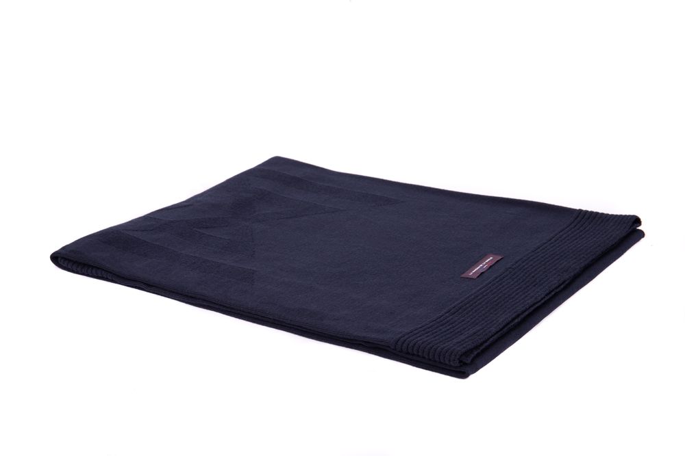Accessoires de voyage - Plaid Laine Mérinos Extrafin Marine - LA MAISON DE LA MAILLE