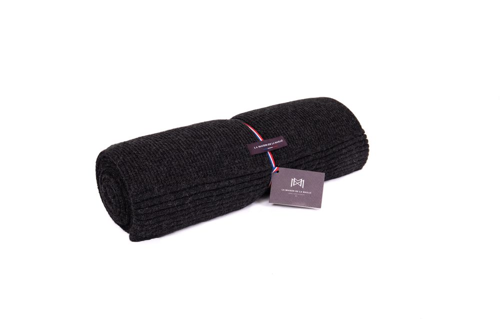 Throw blankets - Baby Alpaca Wool Blanket Charcoal - LA MAISON DE LA MAILLE