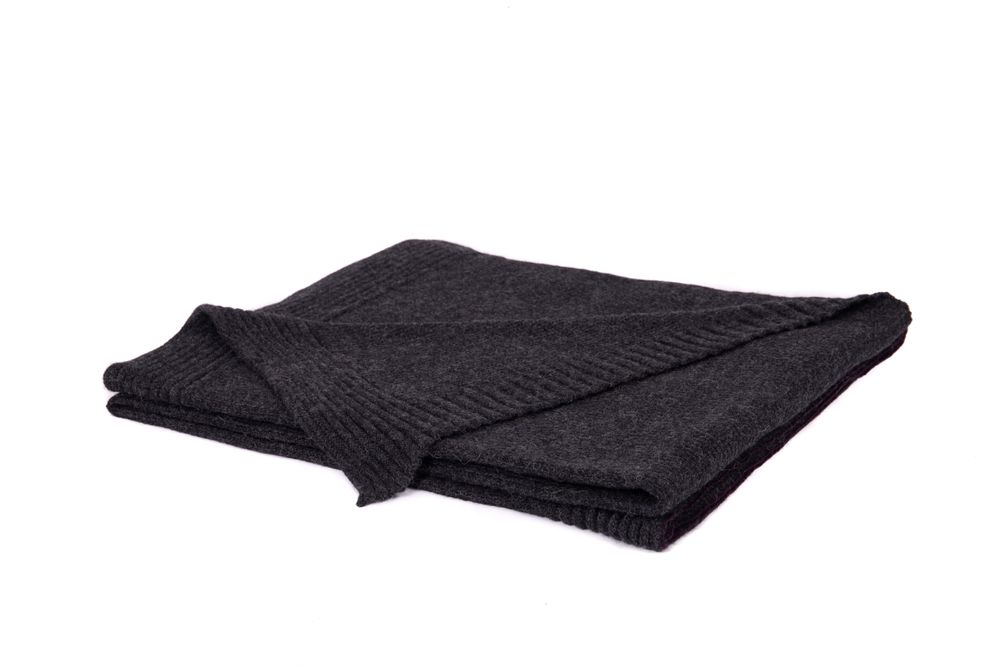 Throw blankets - Baby Alpaca Wool Blanket Charcoal - LA MAISON DE LA MAILLE