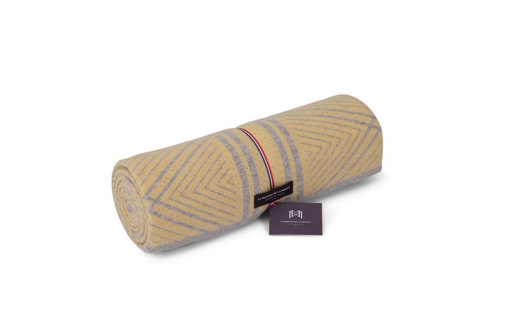 Plaids - Le Plaid Signature Recyclé - Paille / Gris Clair - LA MAISON DE LA MAILLE