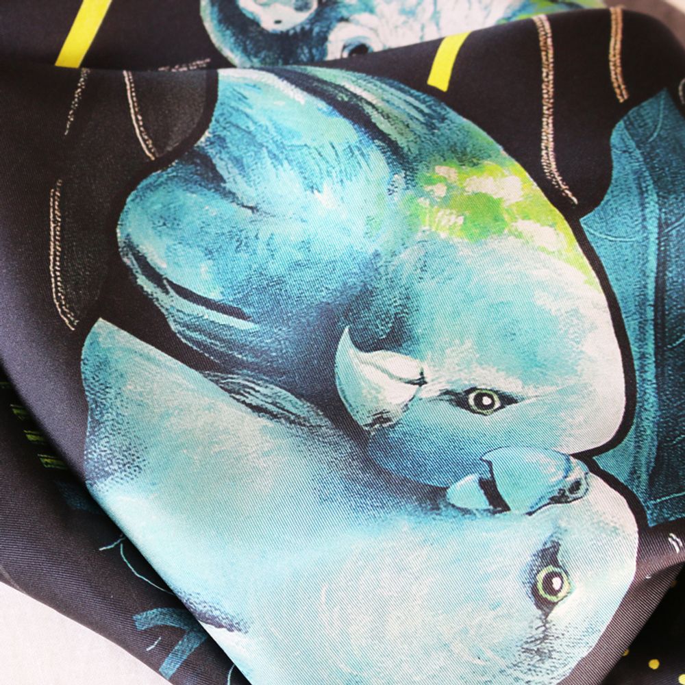 Scarves - THÉATHÉE DE NIGHT N°5 90 - square/scarf printed 100% silk twill - 90 x 90 cm - French roll - Maison Fétiche - MAISON FÉTICHE