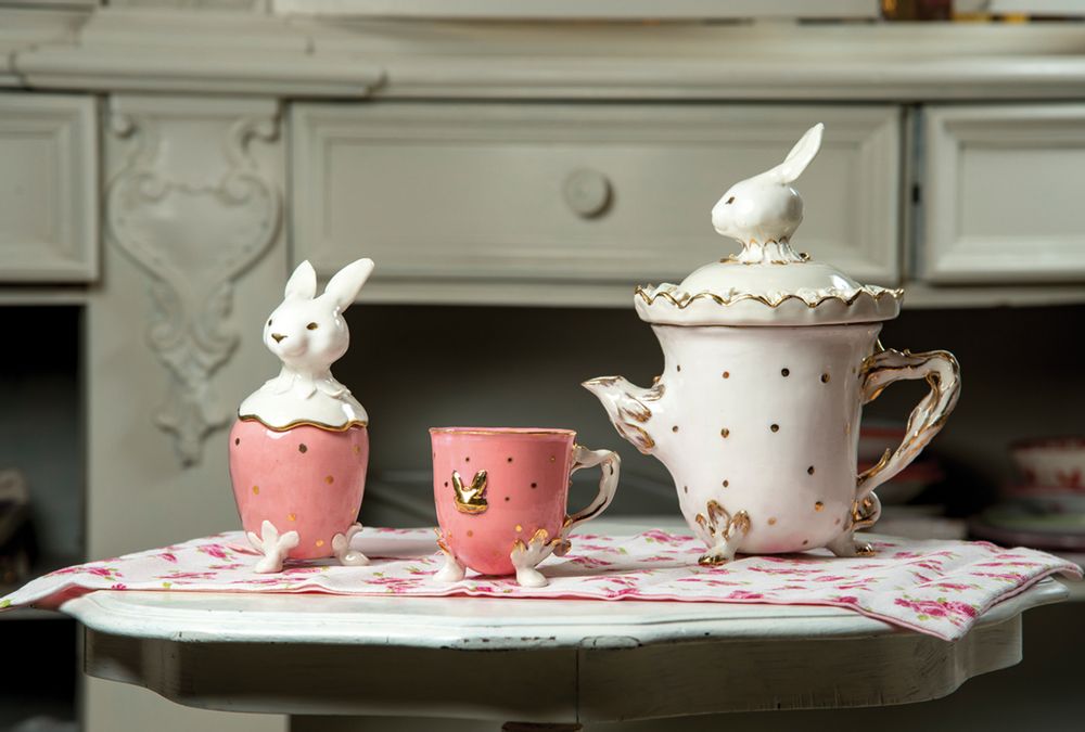 Objets design - SERVICE À THÉ CENDRILLON, PERSONNALISABLE, FAIT MAIN EN ITALIE, 2021 - MOSCHE BIANCHE