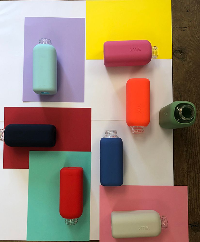 Gifts - HANDMADE GLASS BOTTLE SQUIREME. Y1 CORAL SILICONE SLEEVE SUSTAINABLE REUSABLE - SQUIREME.