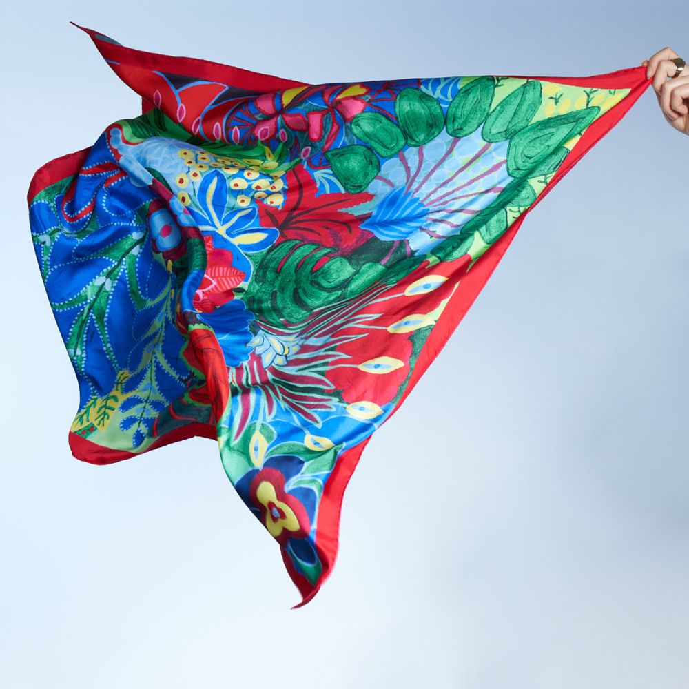 Scarves - Small silk square 45 x 45 cm - Eclore - GOTS French silk - OURSE BLANCHE