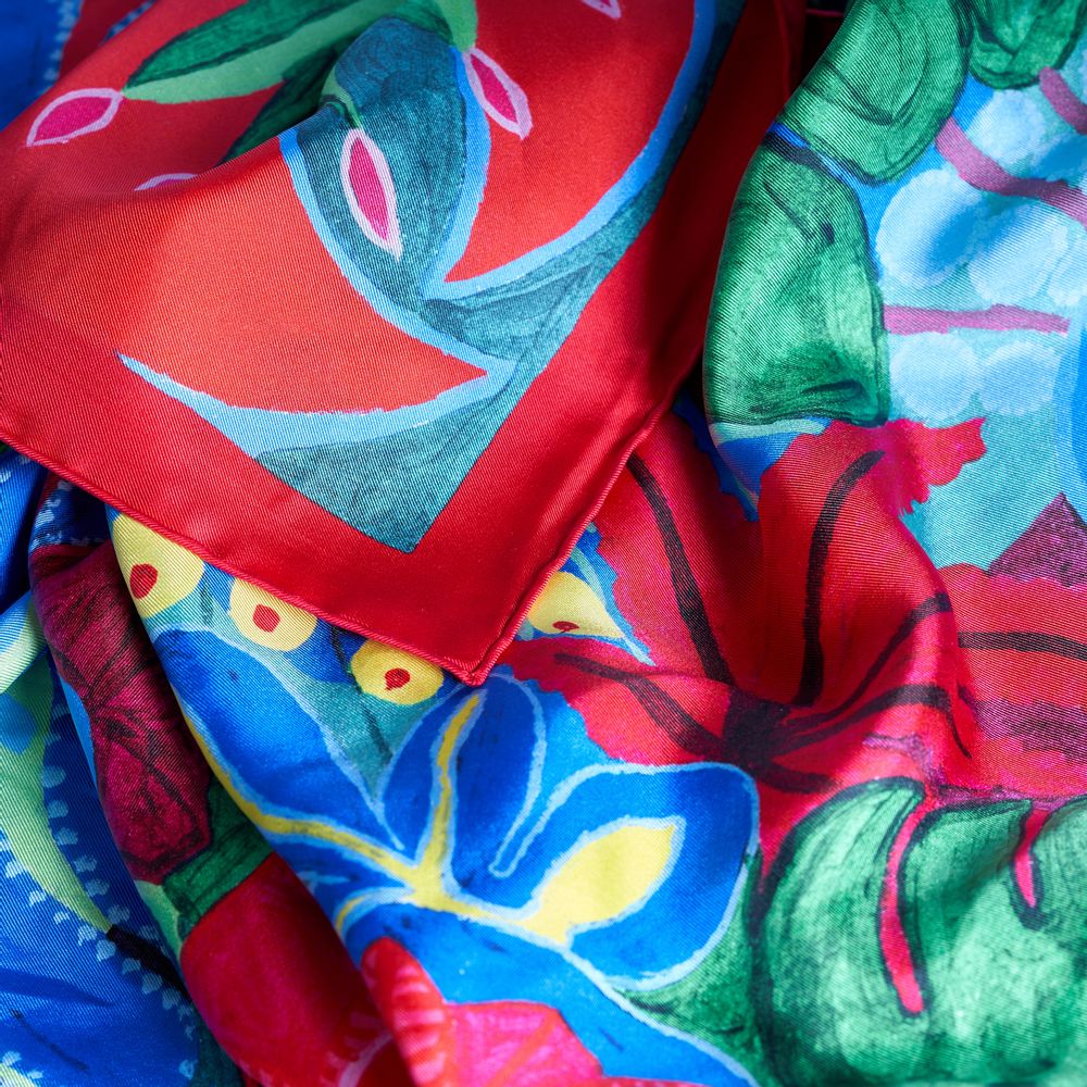 Scarves - Small silk square 45 x 45 cm - Eclore - GOTS French silk - OURSE BLANCHE