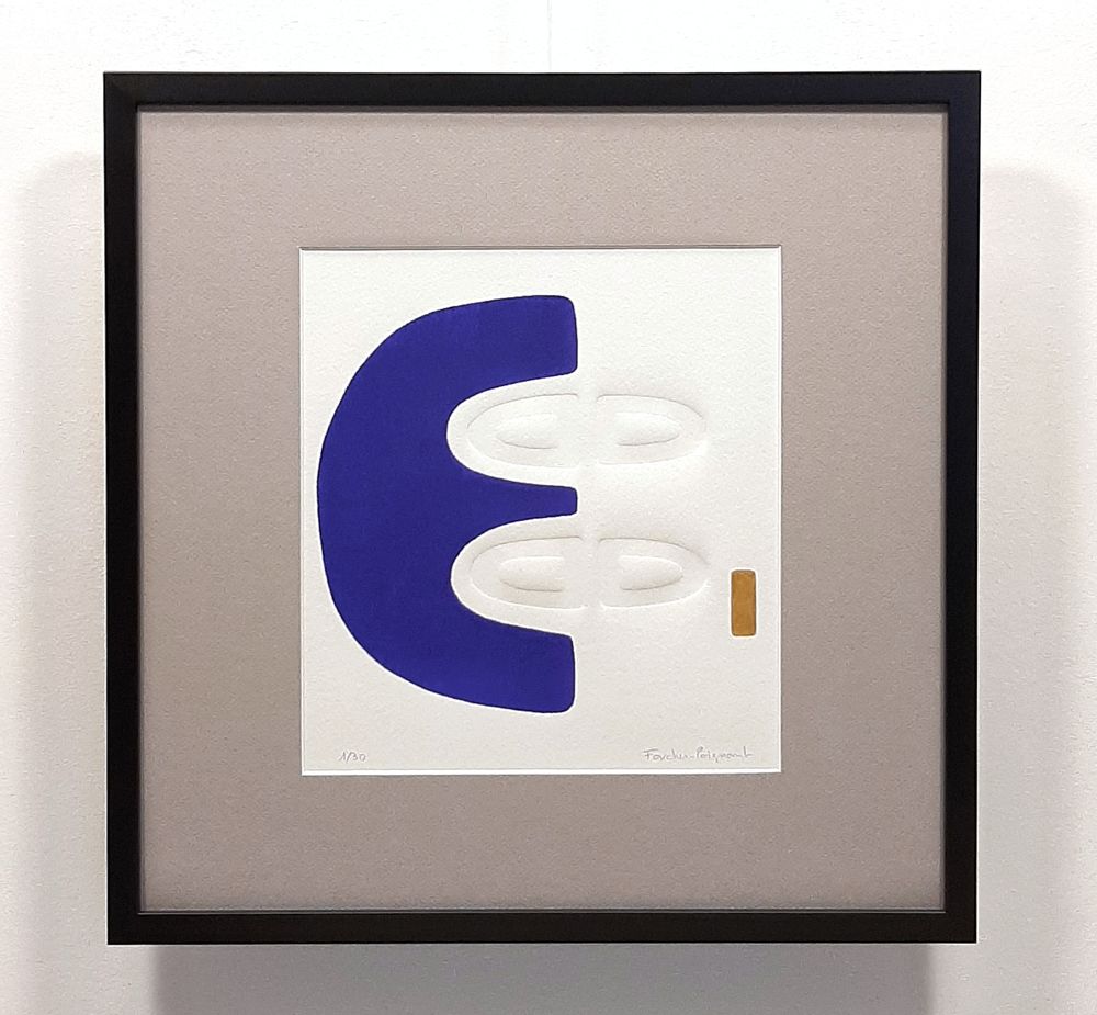 Tableaux - gravure et gaufrage 40cm x 40 cm bleu - FOUCHER-POIGNANT