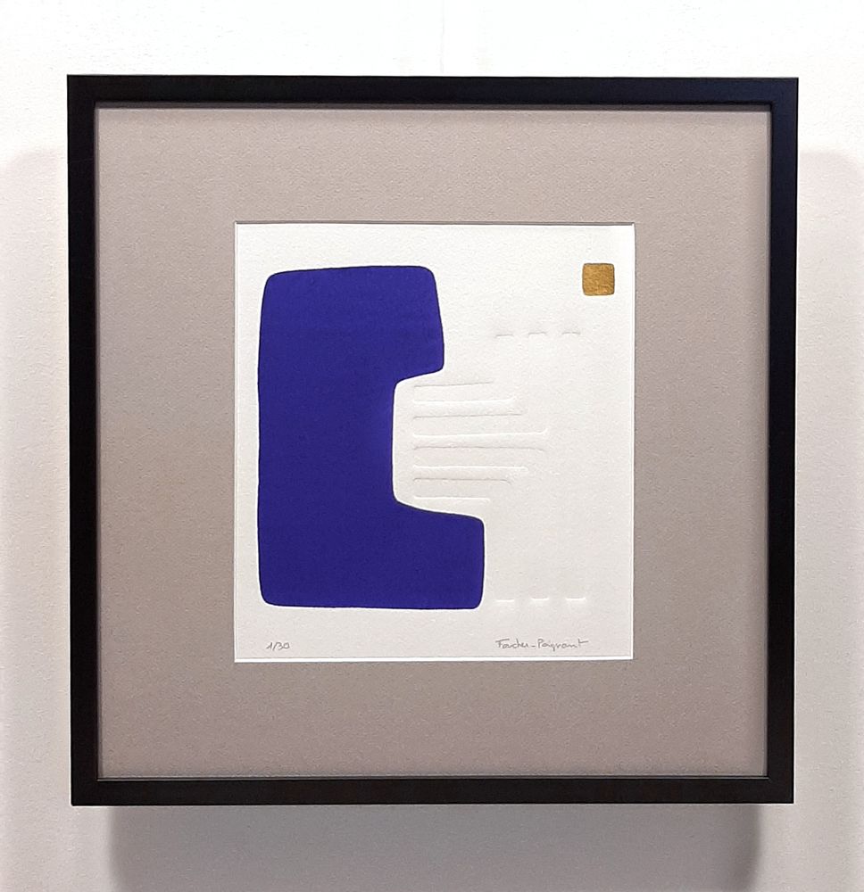 Tableaux - gravure et gaufrage 40cm x 40 cm bleu - FOUCHER-POIGNANT