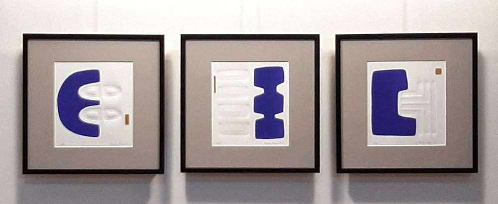 Tableaux - gravure et gaufrage 40cm x 40 cm bleu - FOUCHER-POIGNANT