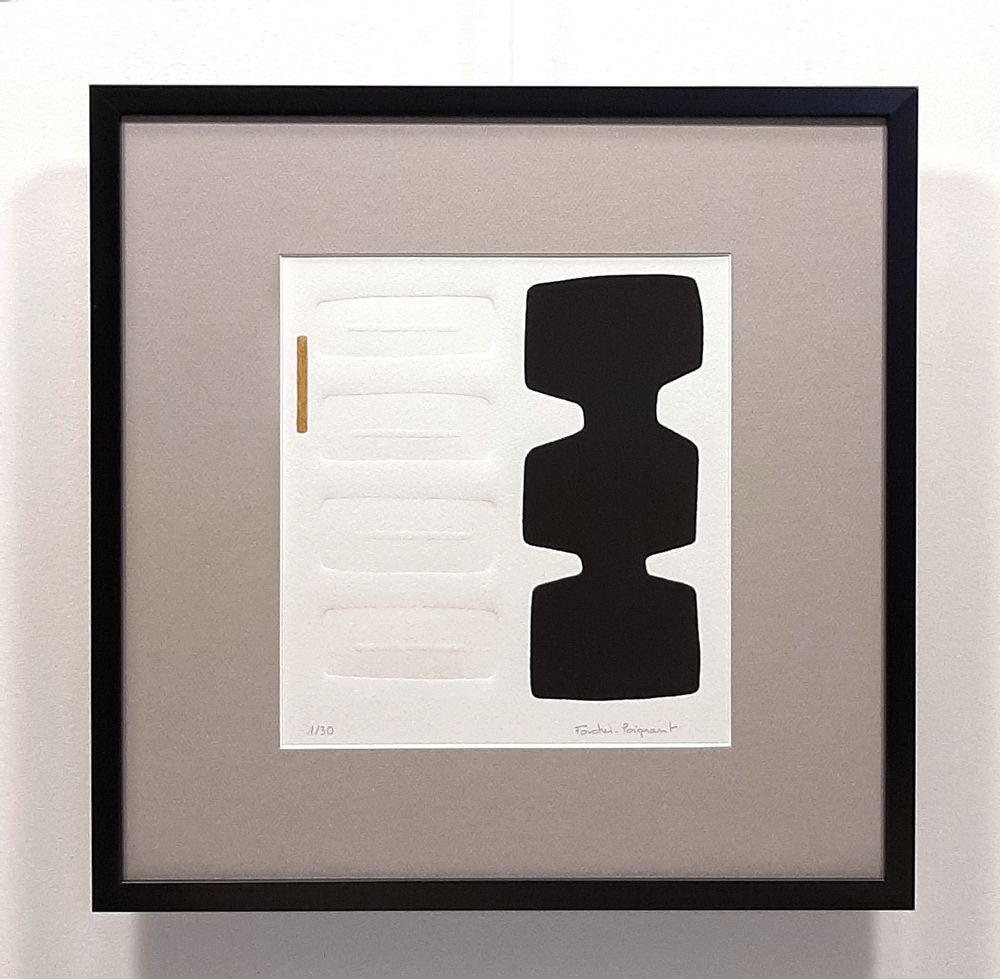 Paintings - engraving and embossing 40 cm x 40 cm black series 2 - FOUCHER-POIGNANT