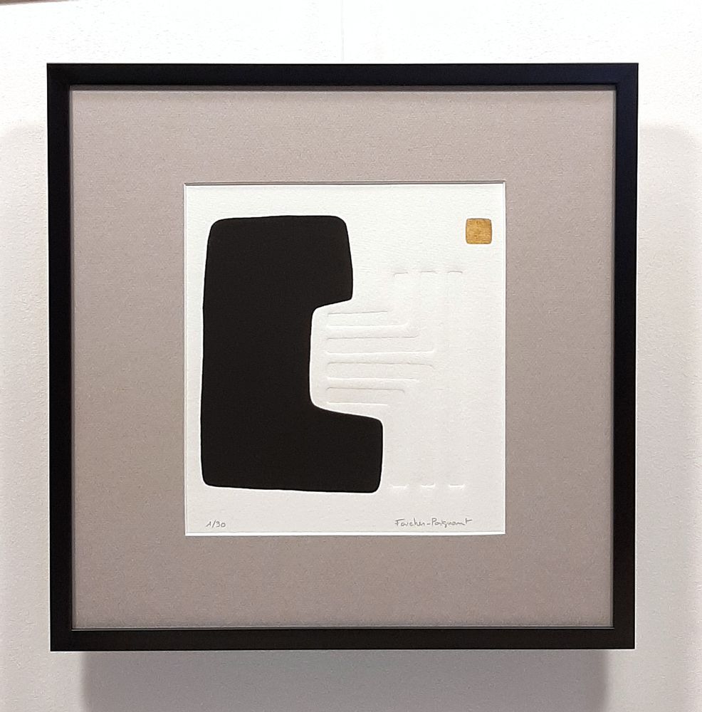 Paintings - engraving and embossing 40 cm x 40 cm black series 2 - FOUCHER-POIGNANT