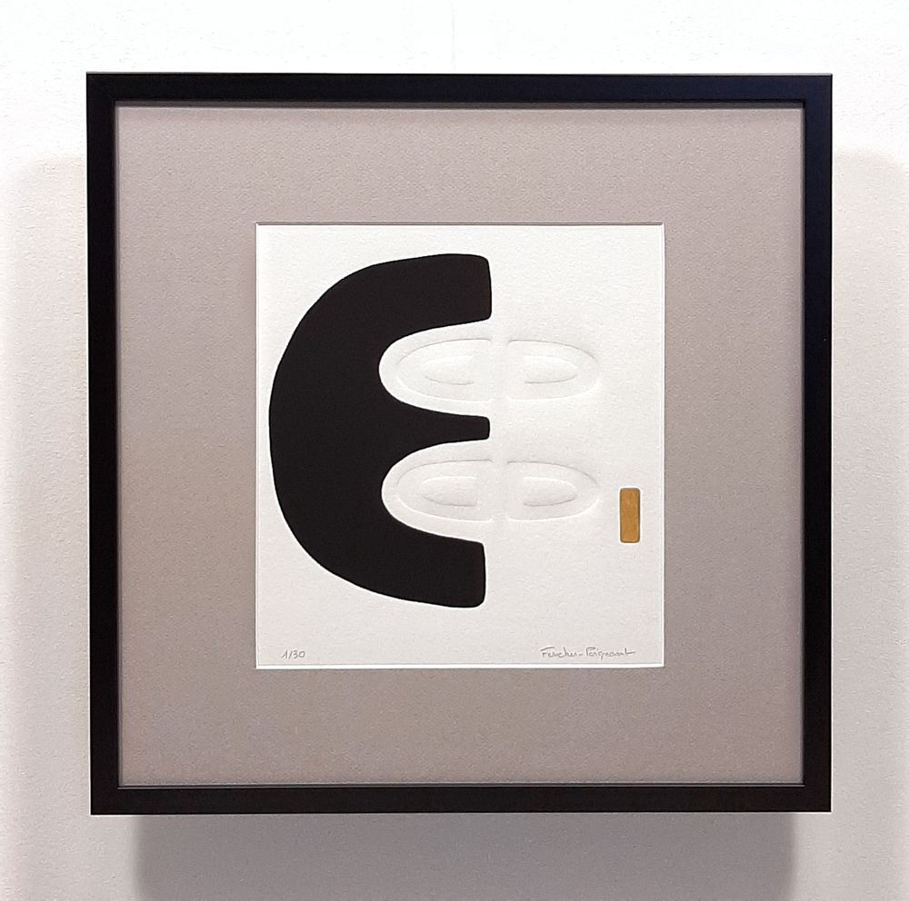 Paintings - engraving and embossing 40 cm x 40 cm black series 2 - FOUCHER-POIGNANT