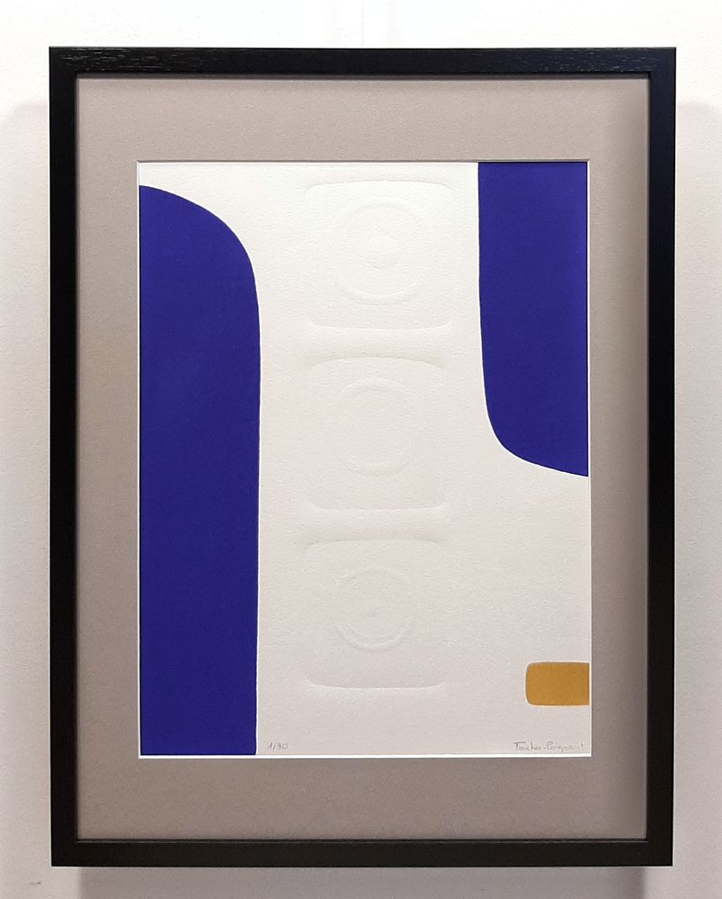 Tableaux - gravure et gaufrage 45 cm x 60 cm série 2 bleu - FOUCHER-POIGNANT