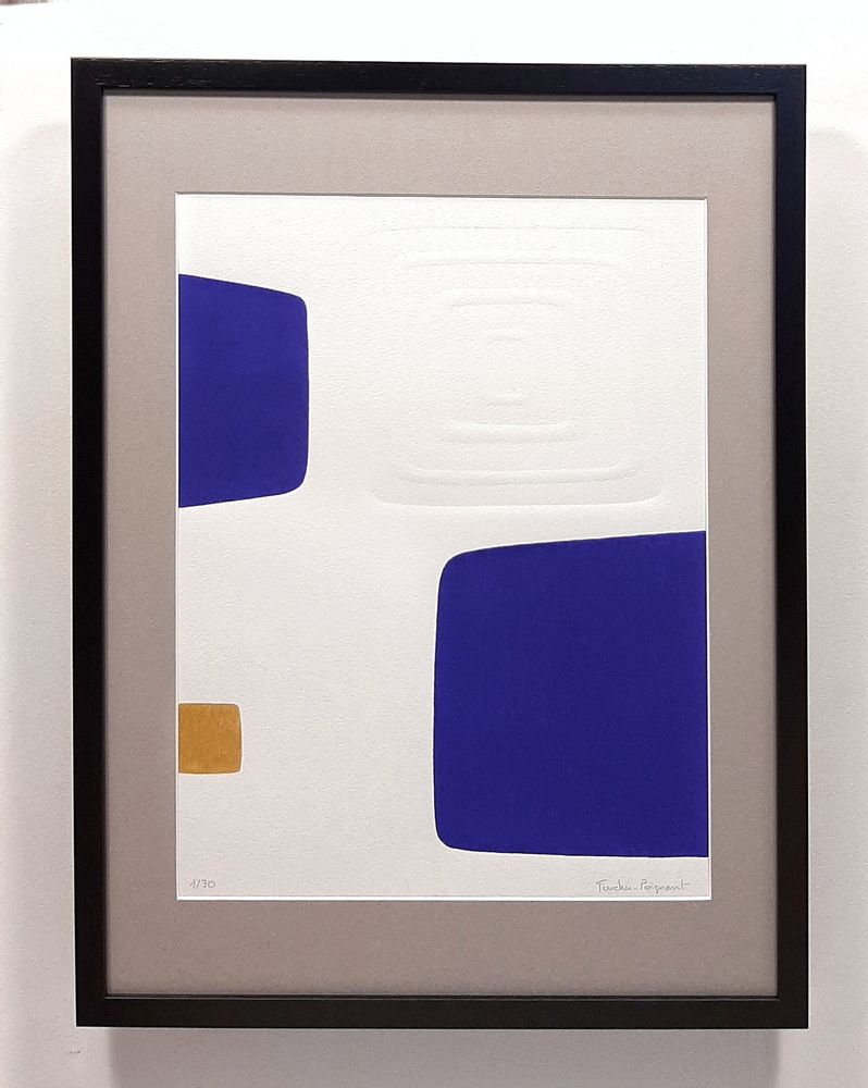 Tableaux - gravure et gaufrage 45 cm x 60 cm série 2 bleu - FOUCHER-POIGNANT