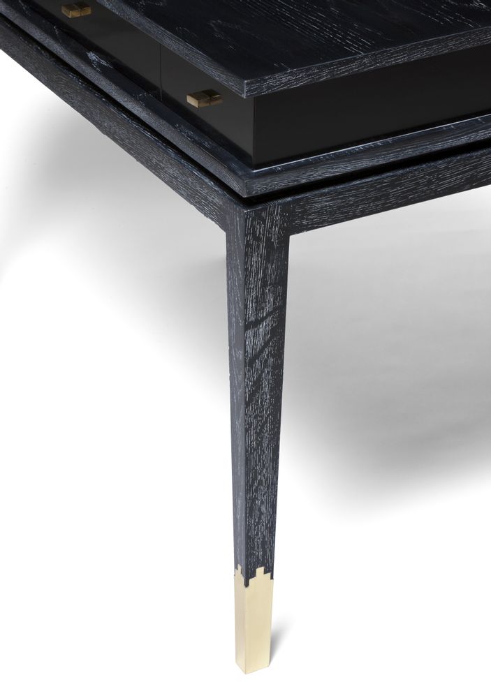 Consoles - Anna Console en Chêne Cérusé Noir et Détails en Laiton - DUISTT