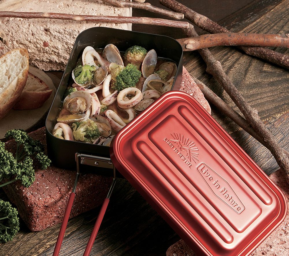 Barbecues - Gamelle camping de couleur, rectangulaire aluminium 600, 850 et 1000 ml - collection Mess Tin Barbecue / SKATER - ABINGPLUS