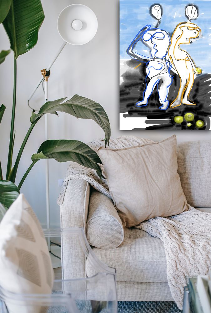 Fabric cushions - “DUO” Art print - L'ATELIER D'ANGES HEUREUX
