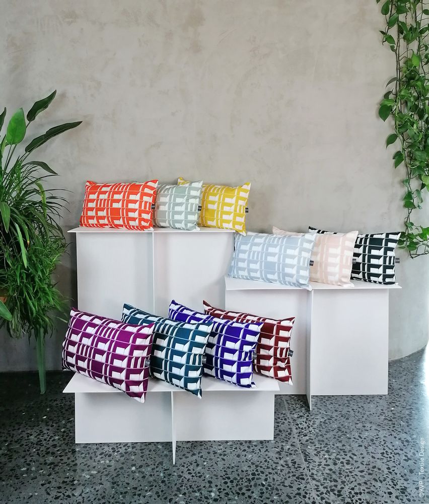 Fabric cushions - KVP - Textile Design - BLOCK WINDOW + GRID - Digital printed cushions - BELGIUM IS DESIGN