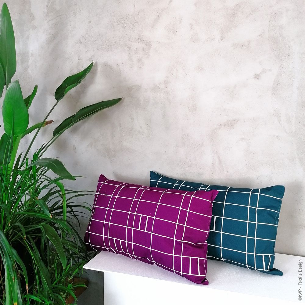 Fabric cushions - KVP - Textile Design - BLOCK WINDOW + GRID - Digital printed cushions - BELGIUM IS DESIGN