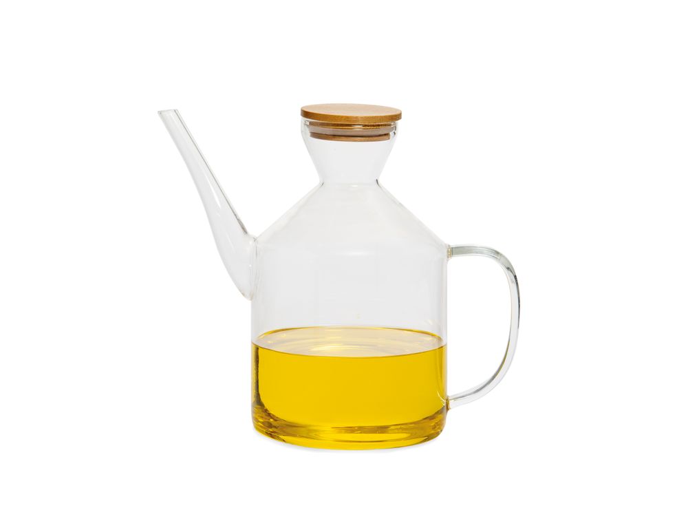 Kitchen utensils - GLASS OIL DISPENSER WITH BAMBOO LID 19X9X16 MS71504 - ANDREA HOUSE