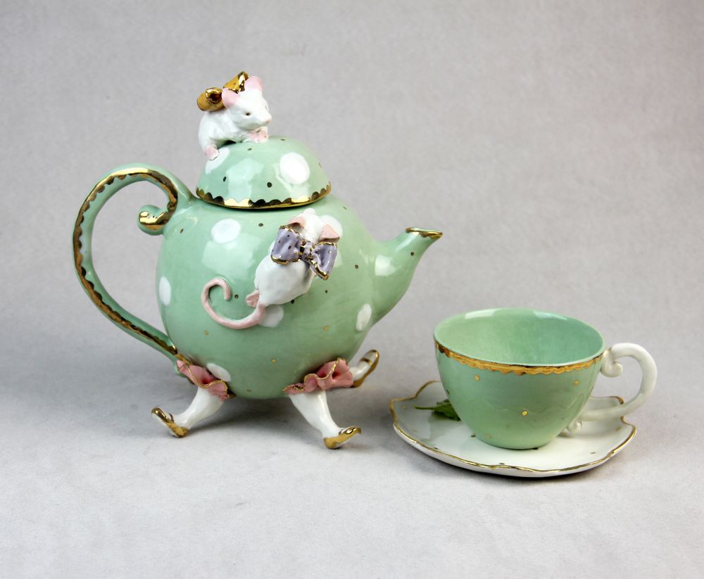 Objets design - THÉIÈRES ARTISTIQUES UNIQUES EN PORCELAINE ALICE AU PAYS DES MERVEILLES - MOSCHE BIANCHE
