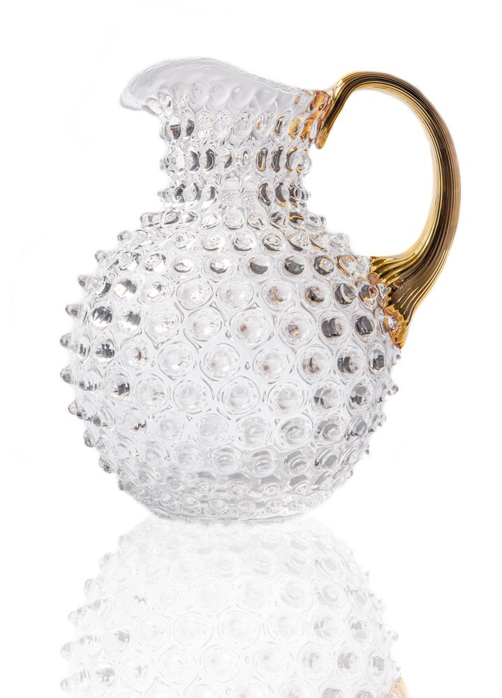 Crystal ware - Paris Hobnail Jug 2L Crystal + Gold - ANNA VON LIPA