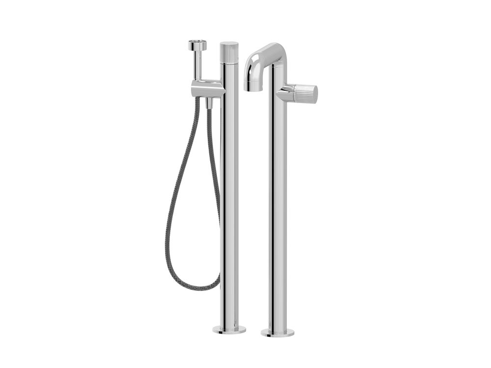 Faucets - Joe | Freestanding progressive bath mixer with flexible, handshower and support - RVB