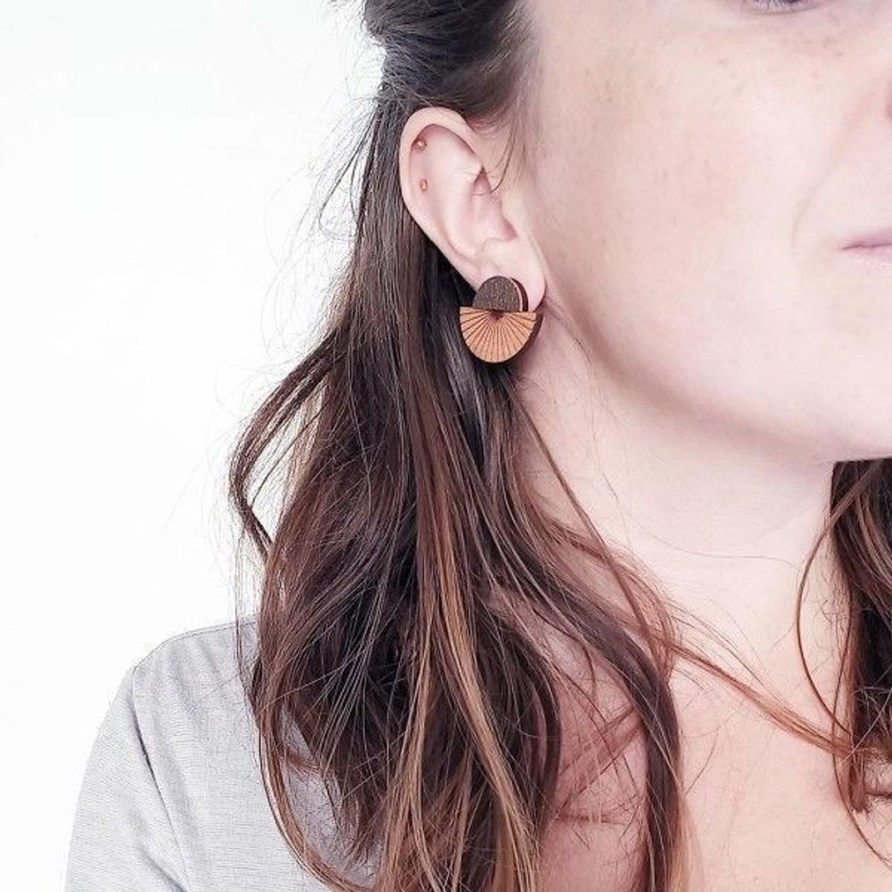 Jewelry - Eclypse wooden earrings - L'ATELIER DES CREATEURS