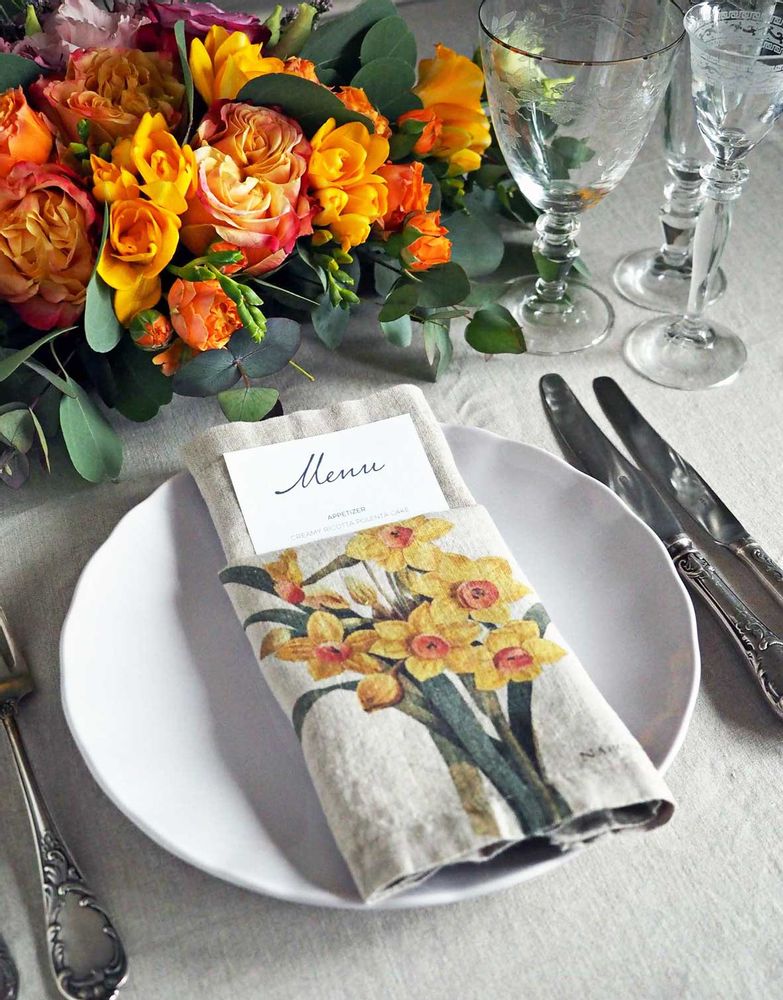 Table linen - Bespoke Printed Linen Napkins for Events / Hotels / Restaurants - LINOROOM 100% LINEN TEXTILES