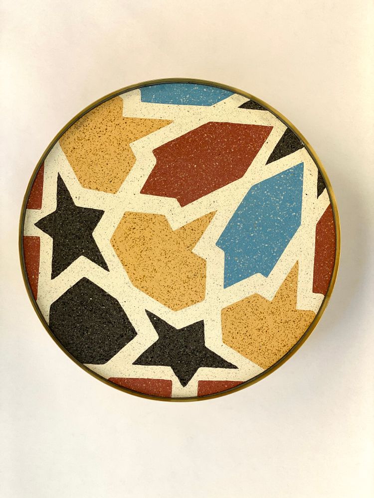 Decorative objects - Large Tiled Round Platter Geometric Pattern - ASMA'S CRAFTS