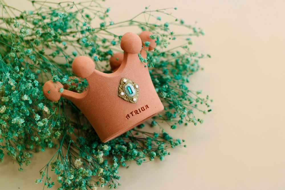 Pottery - Crown Pot , Plant pot , Handmade Terracotta - ATRIUM DESIGN STUDIO