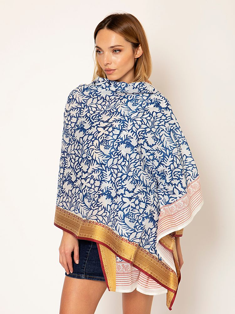 Foulards et écharpes - Echarpe Coton Avec Bordures de Soie - KORES ACCESSORIES