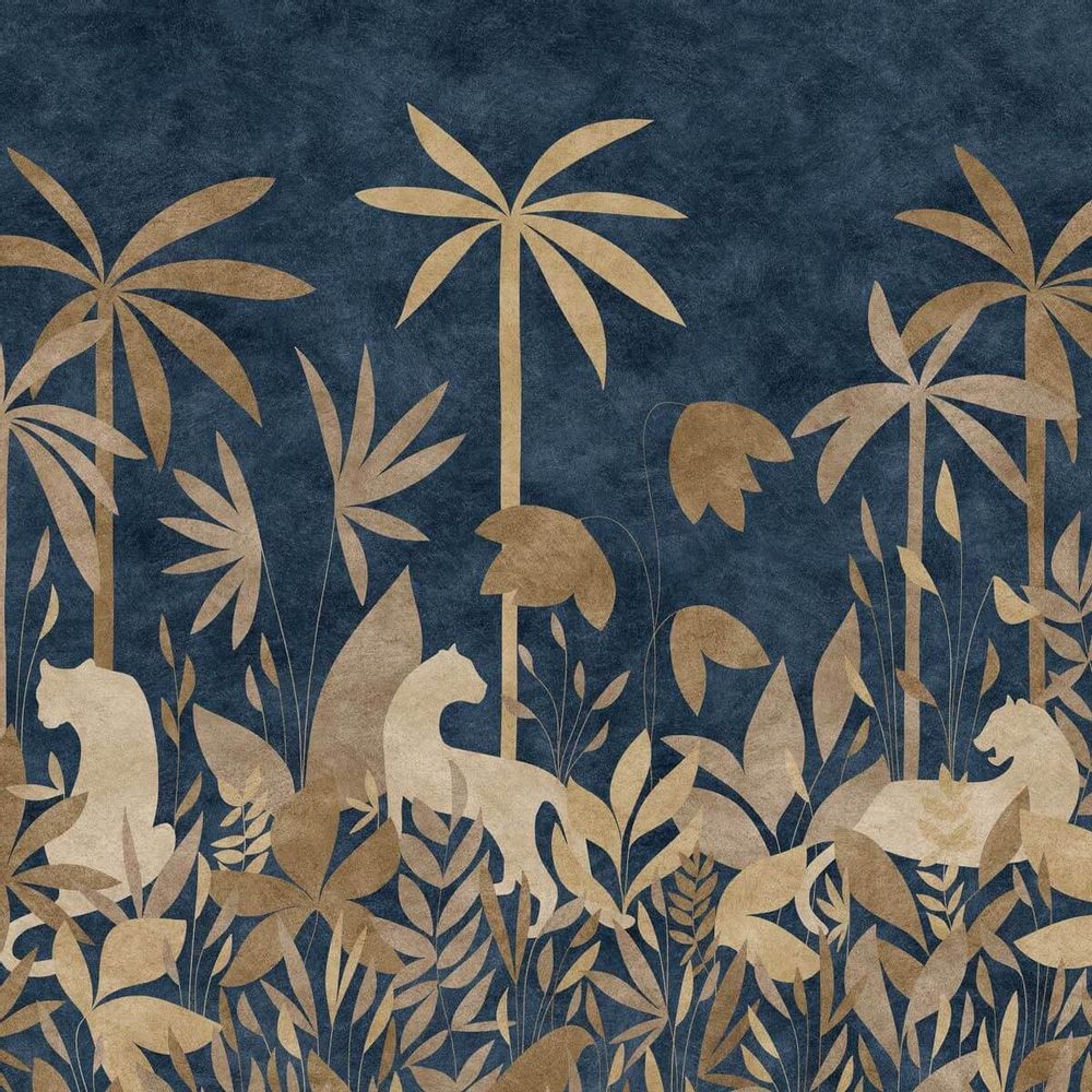 Wallpaper - Paradis des Tigres Nocturne Doré Panel - ETOFFE.COM