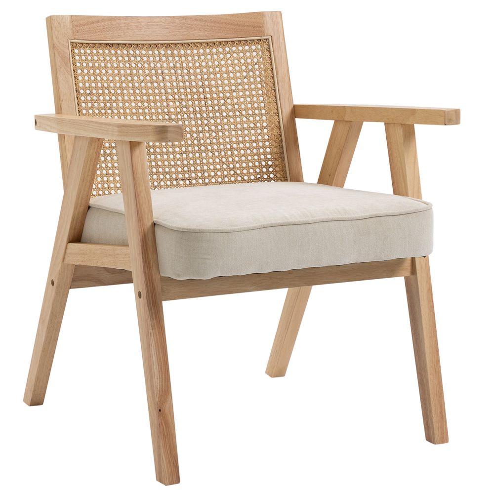 Lounge chairs for hospitalities & contracts - Cannage lounge chair with beige cushion - AOSOM BUSINESS