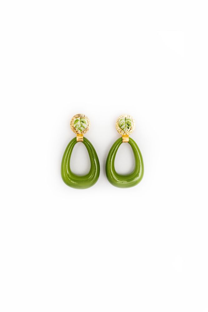 Prêt-à-porter - Boucles d'oreilles vertes à feuilles - NACH