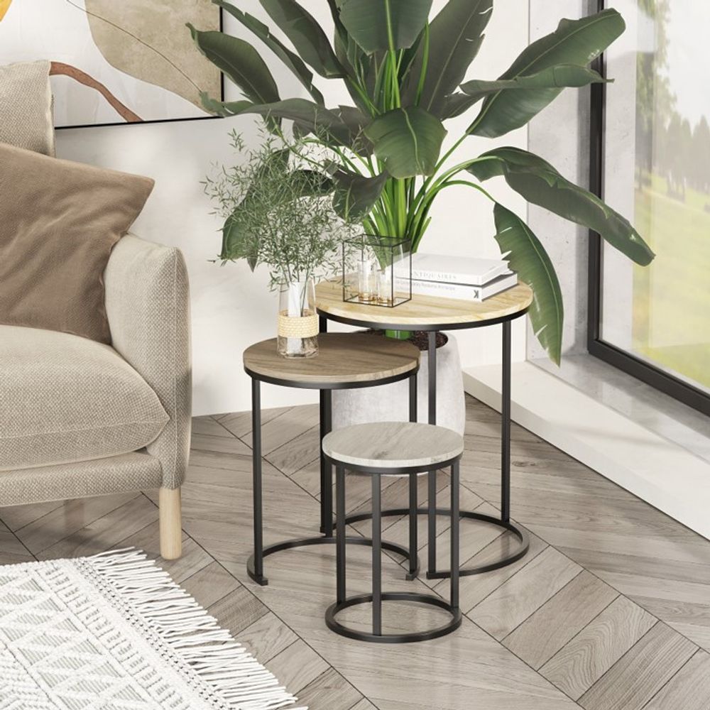 Coffee tables - Lot de 3 tables basses gigognes - AOSOM BUSINESS