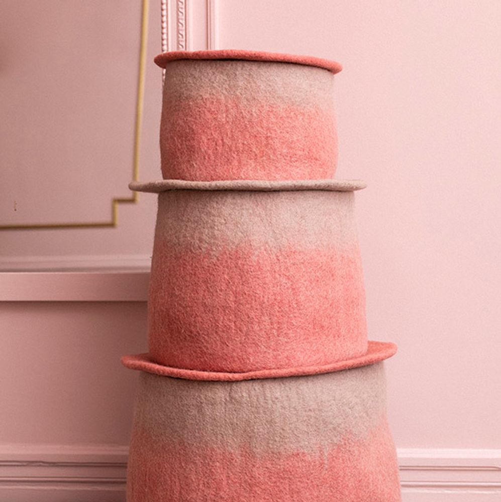 Children's bedrooms - PLAIN & BICOLOR CALABASHES & COVERS - Handmade in felt - MUSKHANE