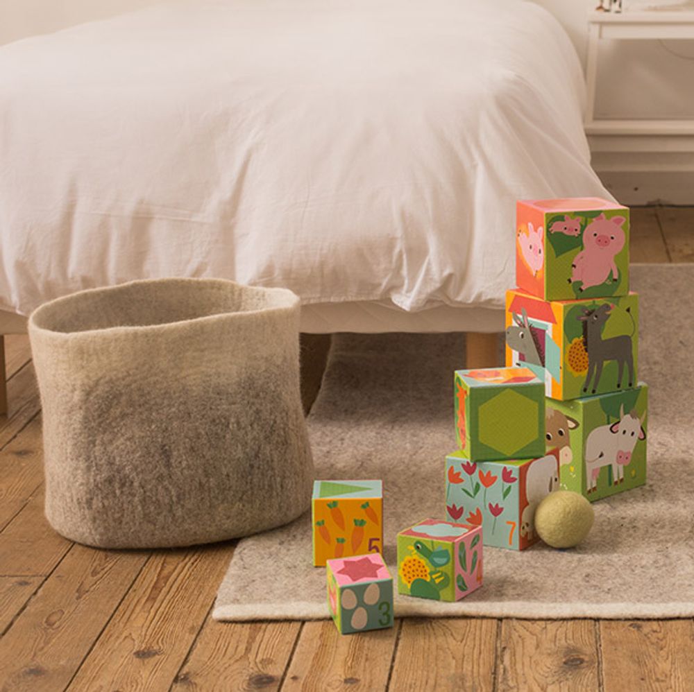 Children's bedrooms - PLAIN & BICOLOR CALABASHES & COVERS - Handmade in felt - MUSKHANE