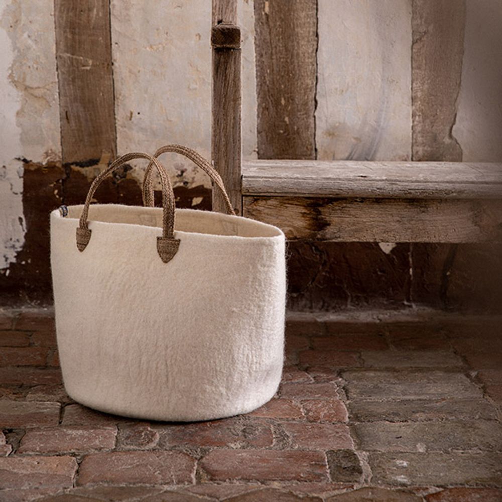 Organizer - SHOPPING BAG with hemp handles - Handmade in felt - MUSKHANE
