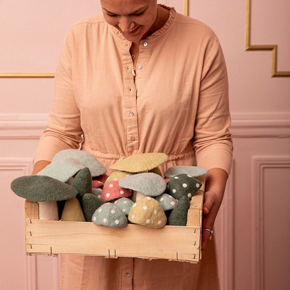 Objets déco enfant - CHAMPIGNONS - Fait-main en feutre - MUSKHANE