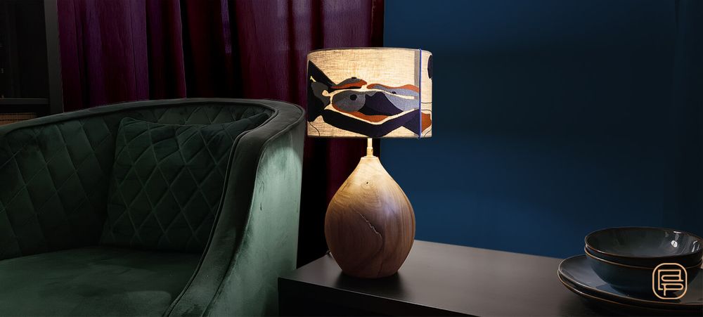 Design objects - Télia lamp, embroidery lampshade - LOU DE PRAY