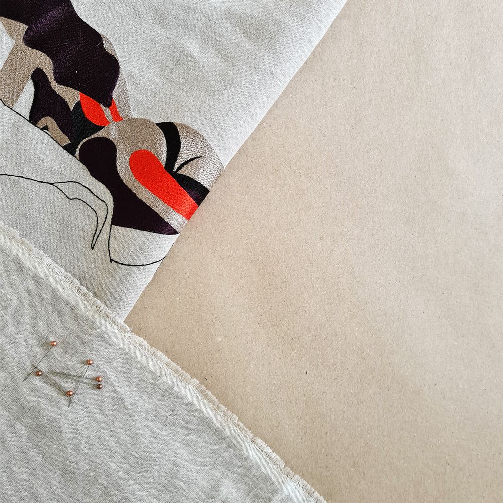 Design objects - Télia lamp, embroidery lampshade - LOU DE PRAY