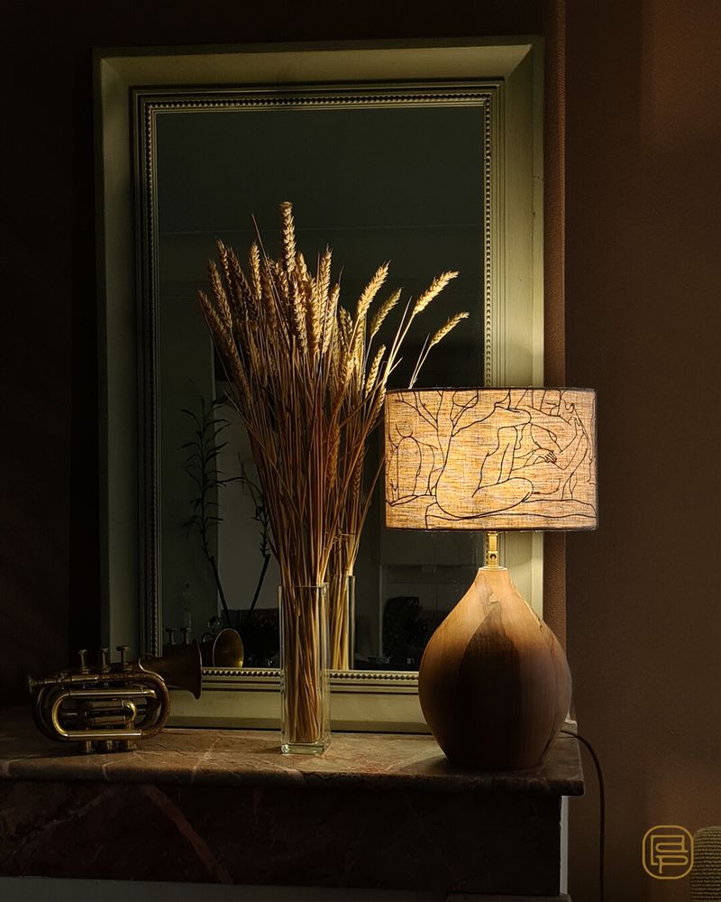 Objets design - Lampe Titia, abat-jour broderie - LOU DE PRAY