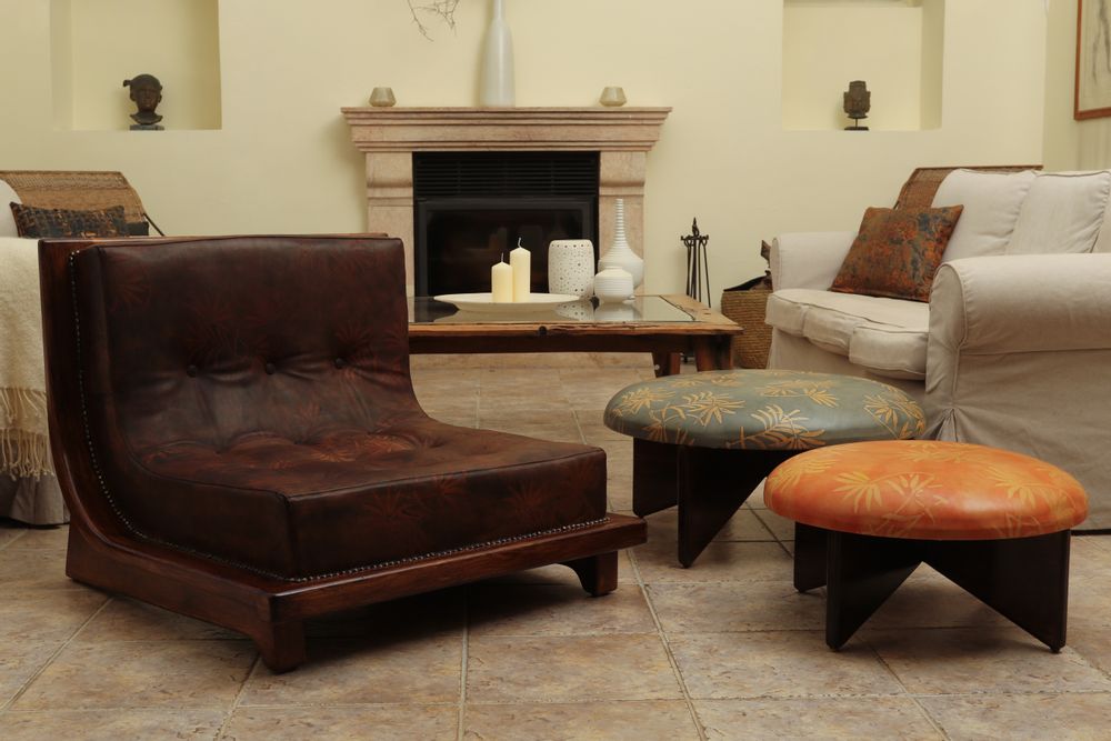 Decorative objects - POKH PATTERN LEATHER POUFS - ARTISANAT DE TUNISIE