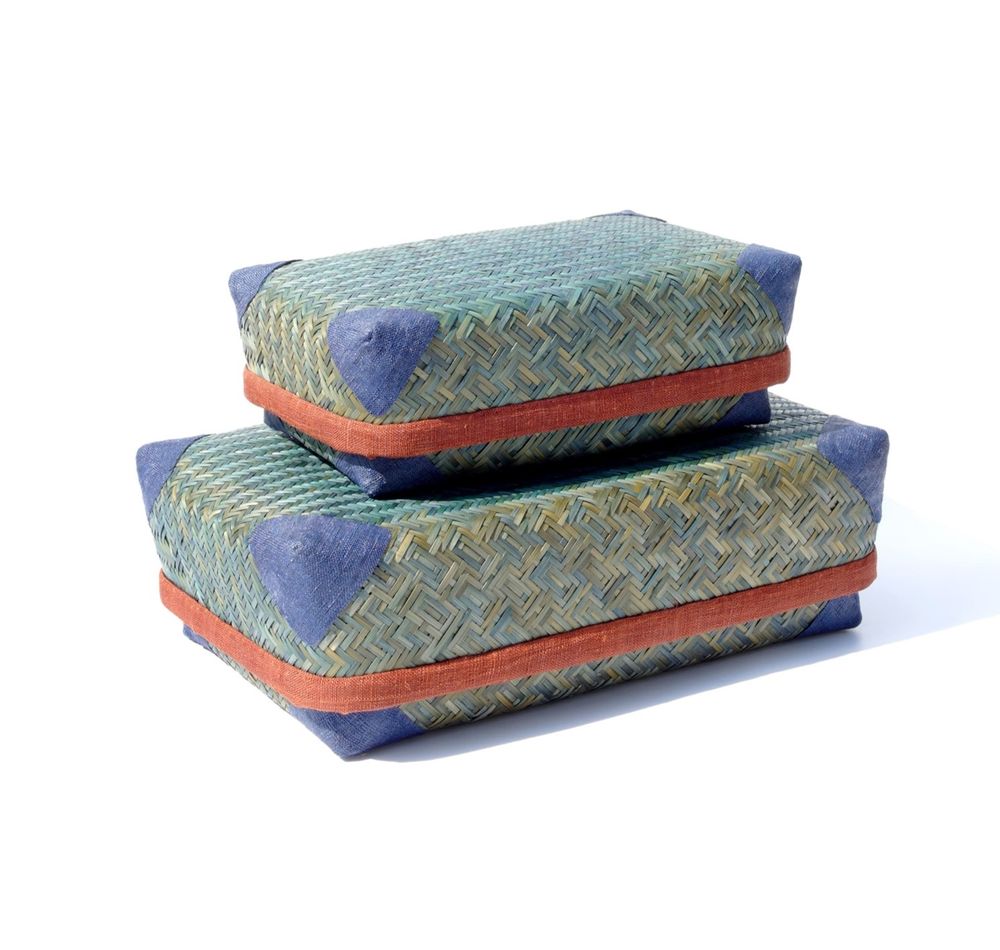 Objets de décoration - Panier en bambou teint naturel indigo. - SOLUNA ART GROUP